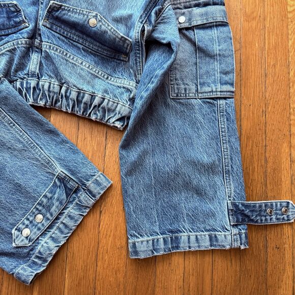 Free People We The Free Marx Slouchy Cargo Jeans Wide Blue Utility 26/27 NWOT - Picture 6 of 16